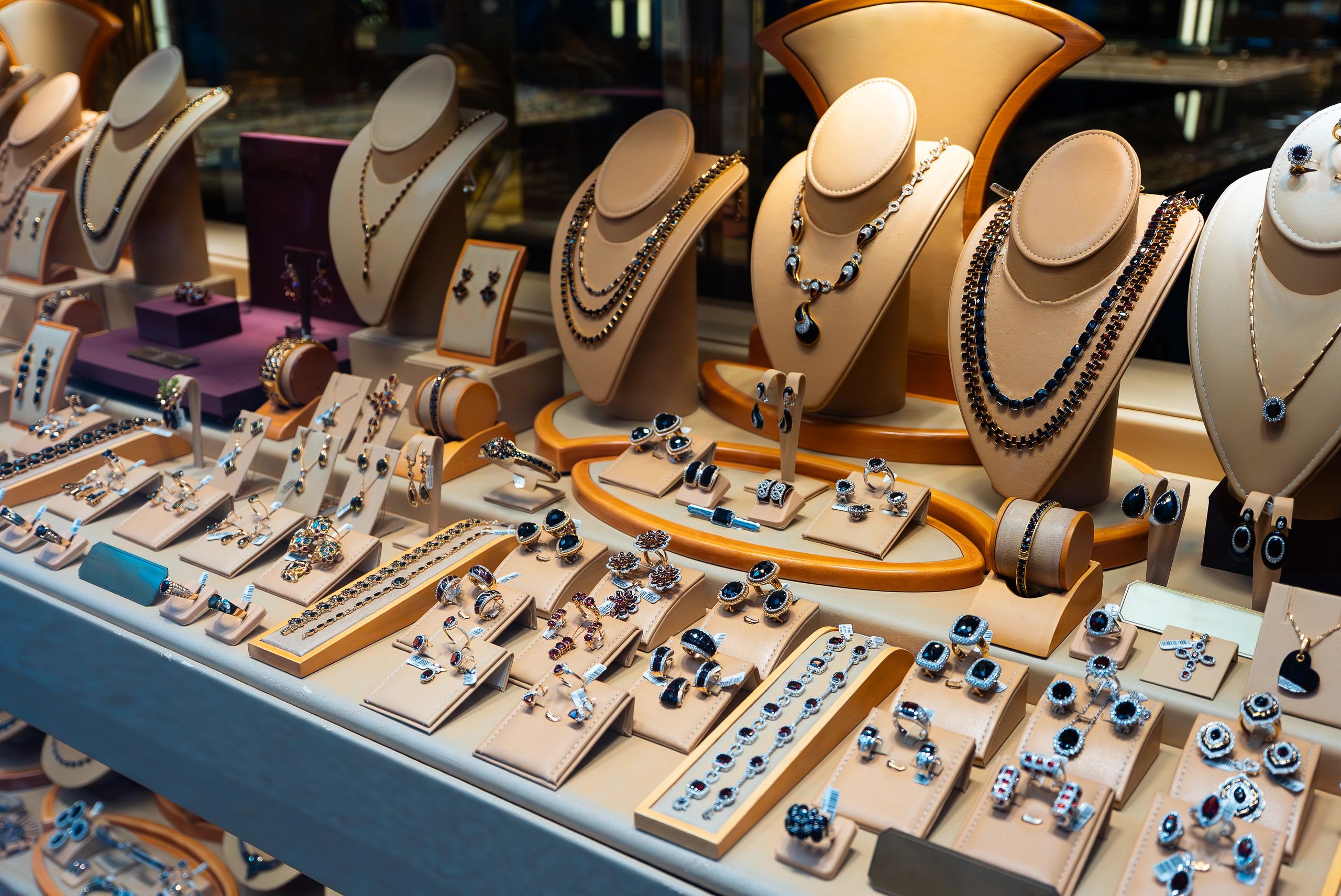 Elegant gold hoop earrings on display